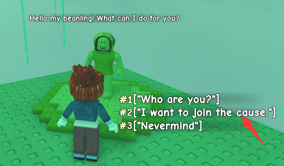 Elder Bean NPC interaction